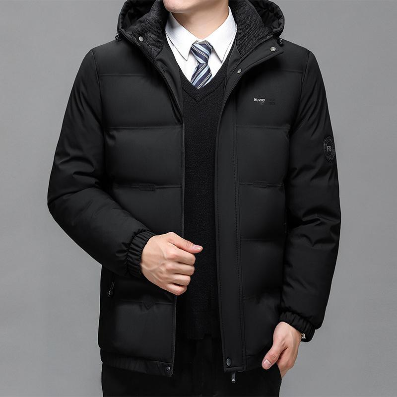 Dad Winter Coat Middle-aged Men's Fleece Thickened Down Cotton-padded Clothes Winter Grandfather Cotton-padded Jacket Middle-aged and Elderly