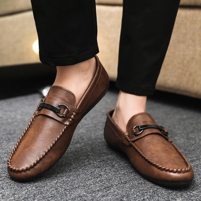 Social Shoe for Men Leather Casual Dress Shoes Man Spring Autumn Pointed Toe Party Luxury Designer Legitimate Business Black New