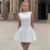 European and American Spring New Women's Fashion Solid Color Sleeveless Short Dress Slim Fit Backless Dress for Women