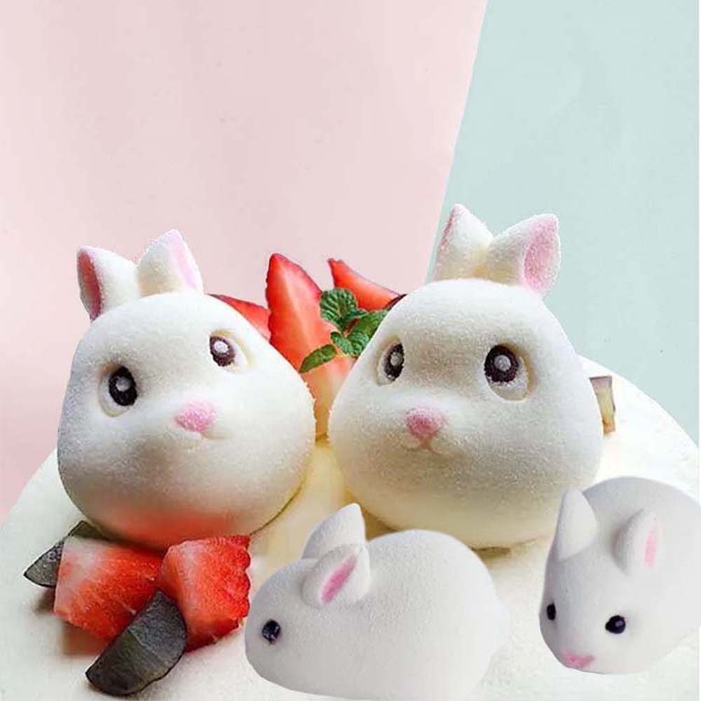 3D Silicone Mold DIY Cute Rabbit Bunny Mold Mousse Fondant Baking Cake Tools Kitchen Accessory Plaster Epoxy Mold Soap Mold