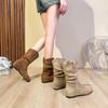 Women's Retro Suede Over-the-Knee Boots with Inner Height Boost, Round Toe, Slouch Design, Soft Sole – Autumn 2025 Edition