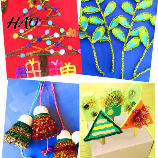 Children's Crafts Chenille Stems 100Pcs Glitter Flexible Bendable Plush Tinsel Kids Educational DIY Craft Supplies Toys Crafting Pipe Cleaners