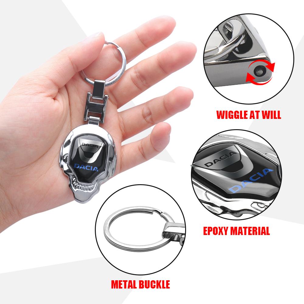 3D Metal Alloy Car Keychain Logo Auto Decoration Accessories For Dacia Duster Logan Dokker Lodgy 2 Sandero Comfort Jogger Spring