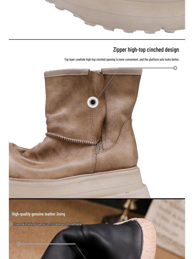 Women's Khaki Height-Increasing Ankle Boots - Soft, Lightweight Cowhide, Early Autumn 2025