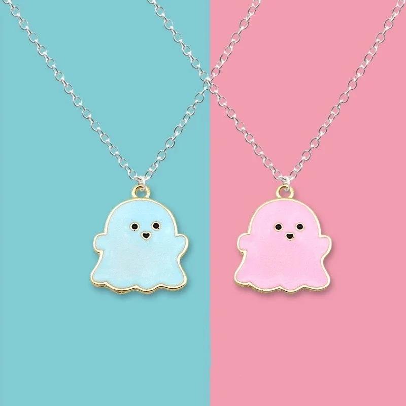 Best Friend Cute Cartoon Devil Ghost Friendship Couple Pendant Necklaces Fashion Men Women Necklaces Kids Halloween Jewelry Gift
