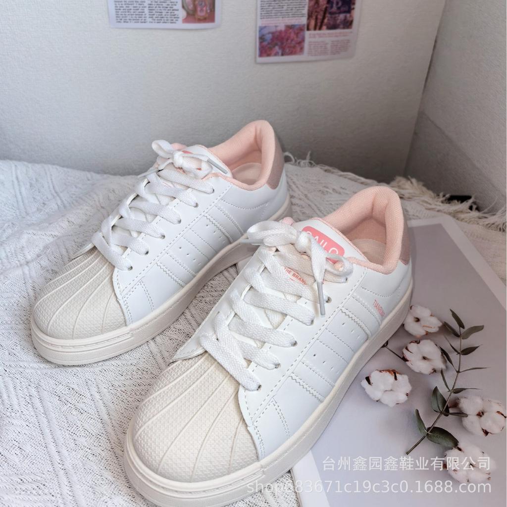 Niche Shell Head Skateboard Shoes Women's 2024 New Cream Student Sports Shoes Ins College Style White Shoes