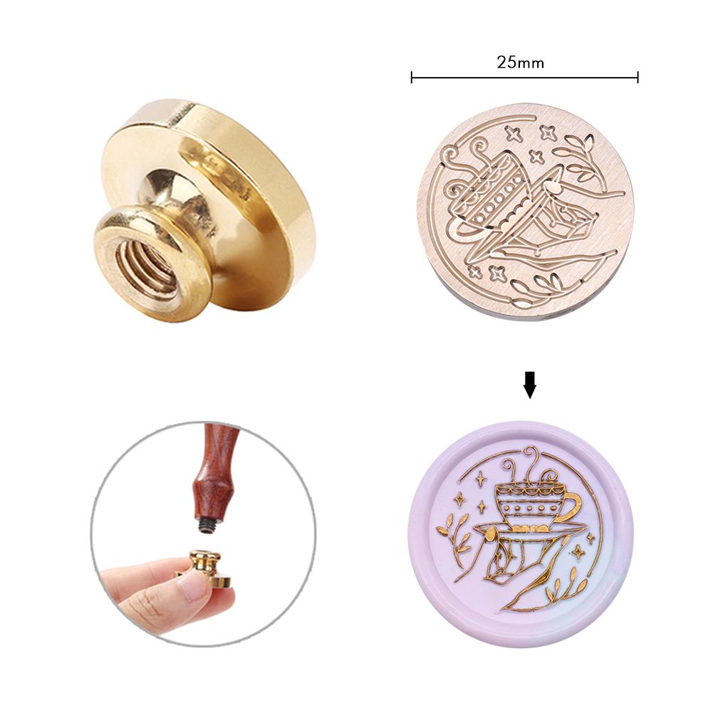 25mm Stamp Head Without Handle Round-shaped Sealing Wax Copper Head DIY Manual Account Invitation Envelope for Gift Scrapbooking