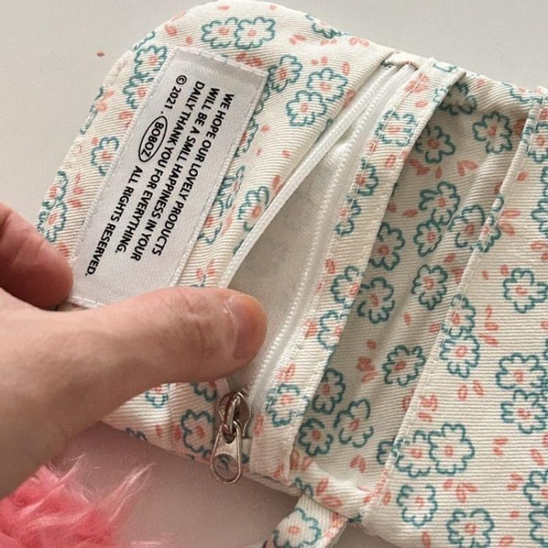 1 szt. Uroczy studencki portfelik na monety, karty, prosty, kwiatowy, koreański modny portfel, etui na karty dla dziewcząt, przenośna, urocza, mała torba do przechowywania