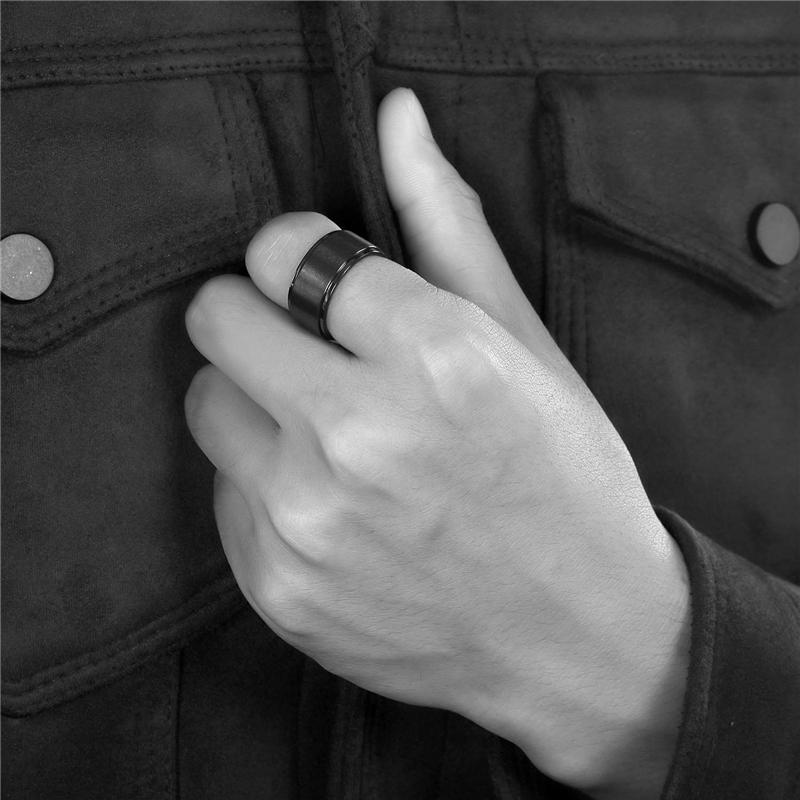 Tigrade 4/6/8/10mm Black Titanium Ring Man Brushed Wedding Band Women Engagement Rings Silver Color Bague Femme Anneau Bijoux