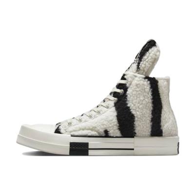 Rick Owens X DRKSHDW TURBODRK Chuck 70 High Zebra Unisex Sneakers White Lily-White Black A03943C