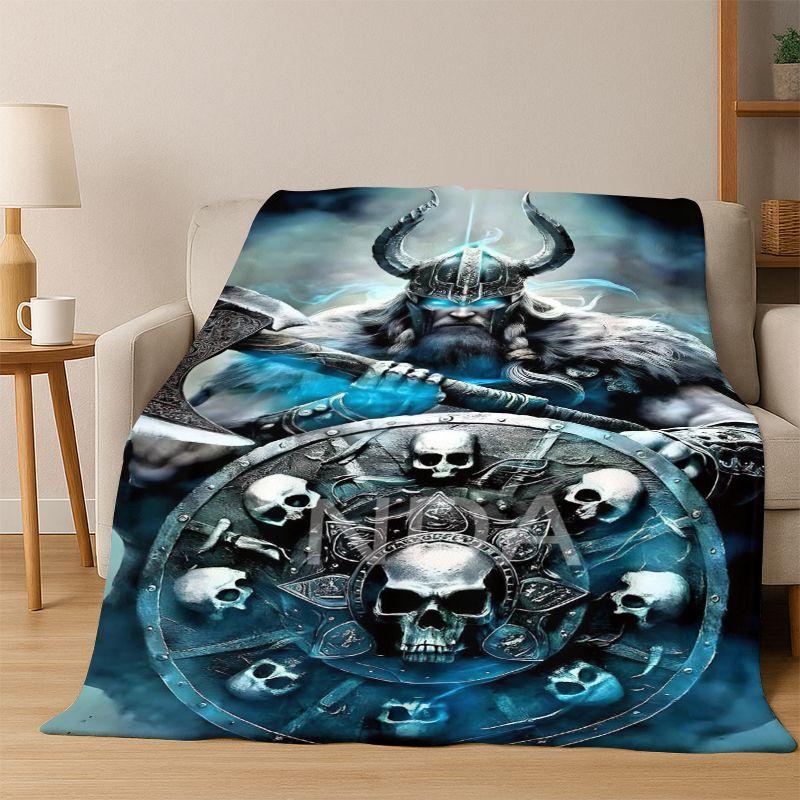 Viking WarriorSymbol Valknut Nordic Valhalla Flannel Blanket Soft Warm Throw Blanket for Bedroom Living Room Bed Travel Camping