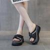 Fashion 7CM Microfiber Leather Women Zandalias De Mujer Females Buckle Platform Peep Toe Slippers Summer Wedge Flat Sandals Slides Shoes