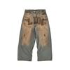 Y2K Vintage Washed Letter Print Denim Jeans High Waist Cotton Straight Leg Streetwear Long Trousers