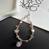 Pvc Pink Heart Bear Crystal Phone Strap With Butterfly Heart Pendant For Girls
