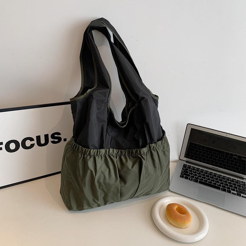 

New Arrival Foldable Shoulder Bag Large Capacity Zipper Shopping Bag Casual Versatile Commute Tote Bag Handbag чёрный