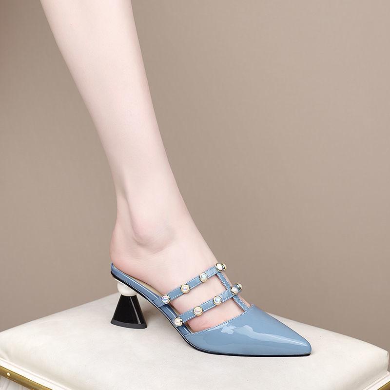 Fashion Temperament Sandals Women's 2024 Summer New Style Pointed Trend Versatile Comfortable Anti-Slip Outdoors Slippers