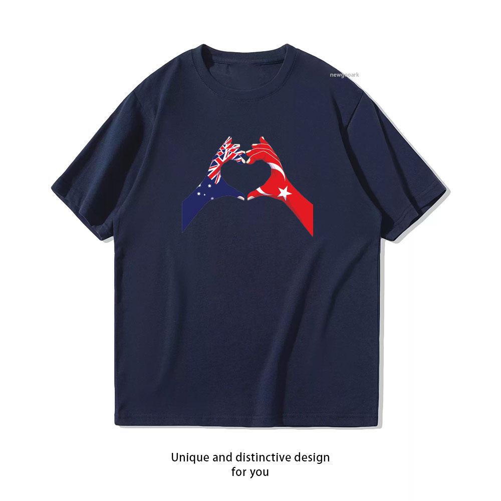

Türkiye Turkish Australian Australia Love Heart Peace Classic TShirt Women Unisex Casual Cotton Graphic T Shirts Creative 4XL