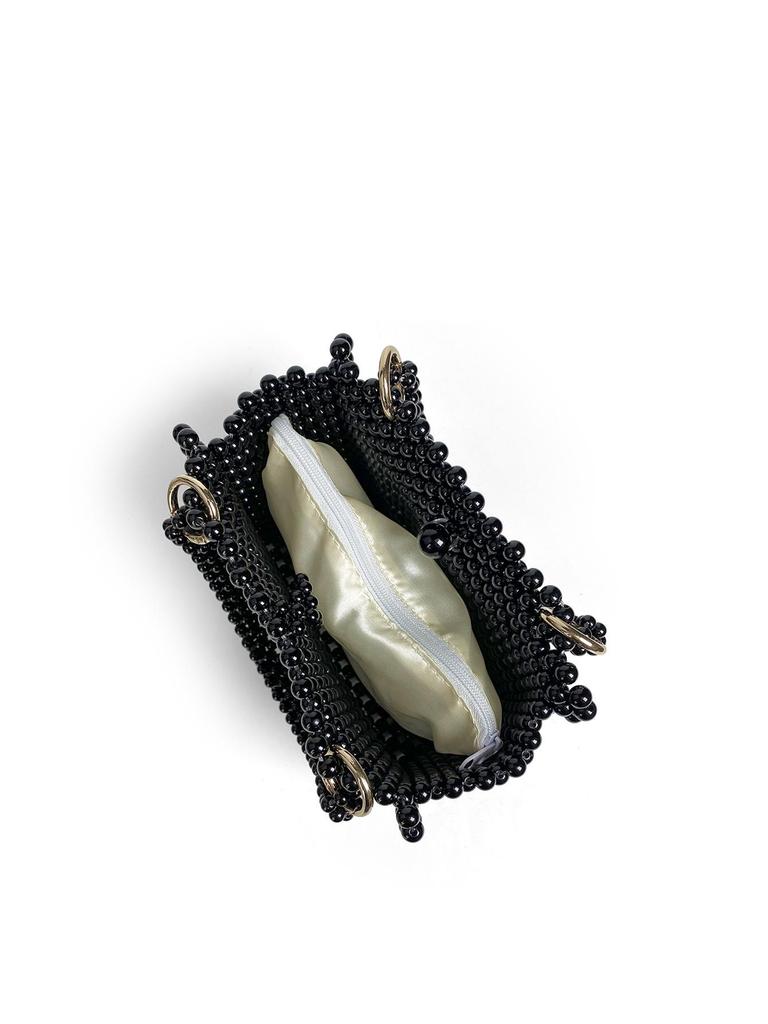 Damska torebka na ramię z czarnych pereł