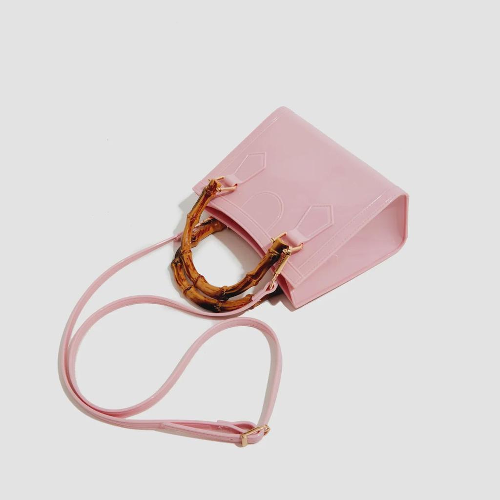 Bohao Bamboo PVC Square Barbie Jelly Crossbody: Stylish, Versatile, Dirt-Resistant, and Easy-to-Clean Summer Women's Evening Bag.
