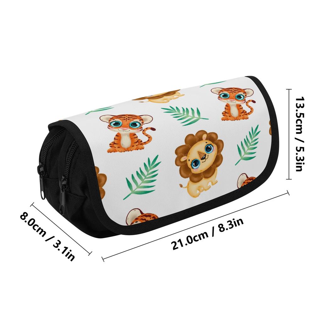 Pencil Case High Capacity Zipper Closure 300D Polyester with Two Compartments for Pens Ruler Scissors Earphones for Boys Girls