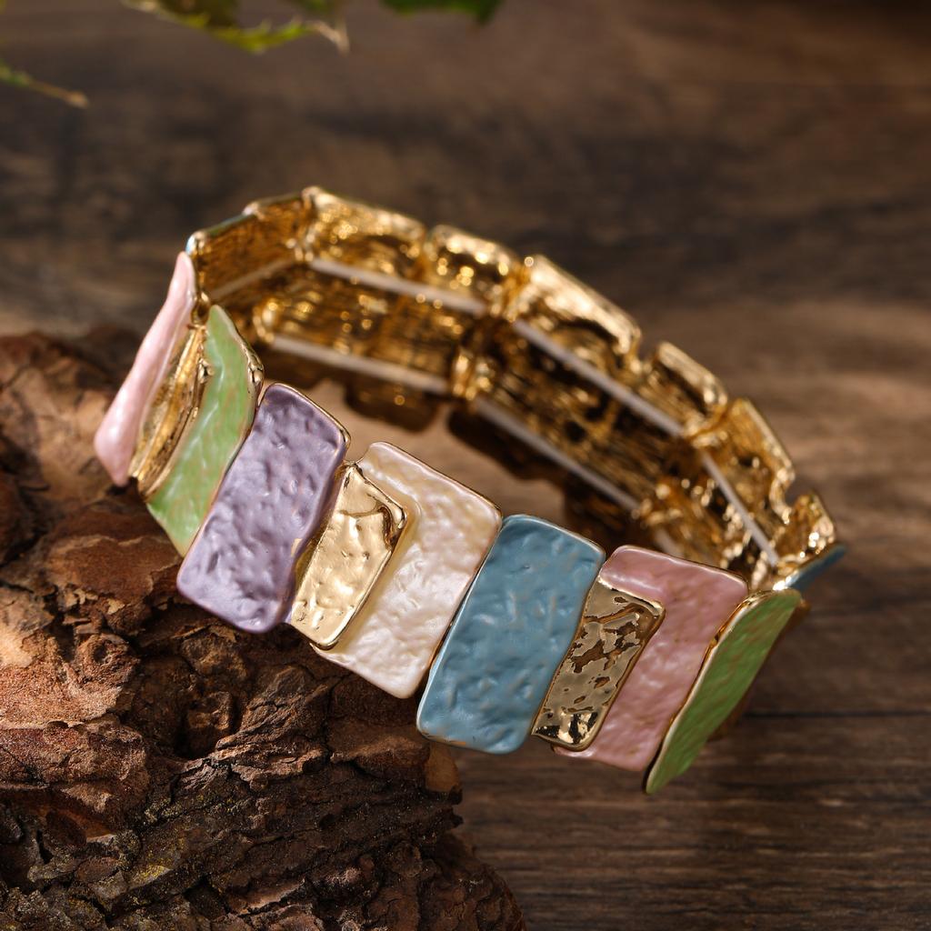 Ladies' Fashionable Versatile Irregular Square Elastic Bracelet