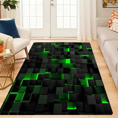 Nueva Alfombra Geométrica 3D Alfombras con Luces de Neón Alfombras de Hexágonos para Hogar Sala de Juegos Sala de Estar Dormitorio Adolescentes Alfombra para E-Sports