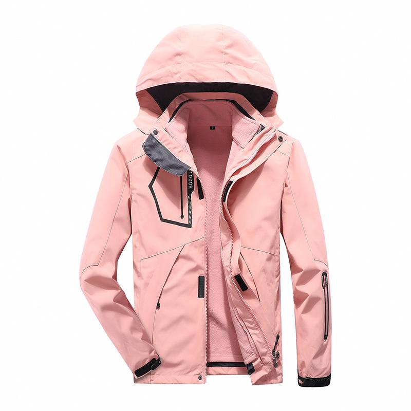Unisex Cross-Border Hooded Windbreaker Jacket: Three-in-One Velvety Thickening for Autumn/Winter Mountaineering