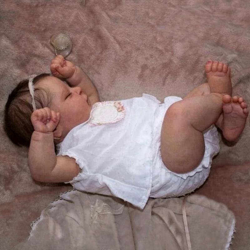 50cm Reborn Doll Peaches Soft Cloth Body and Full Silicone Lifelike Newborn Doll with 3D Multiple Layers Painted Visible Veins Baby Doll Toys for Kids