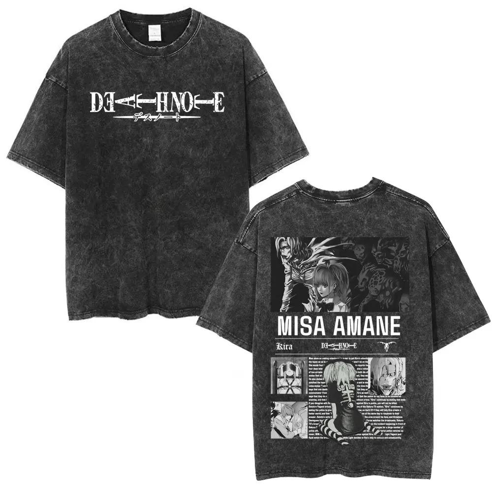 Death Note Ryuk Yagami Light Vintage Washed T Shirt Oversized Women Men Cotton Tshirt Fashion Short Sleeve Tshirts Streetwear