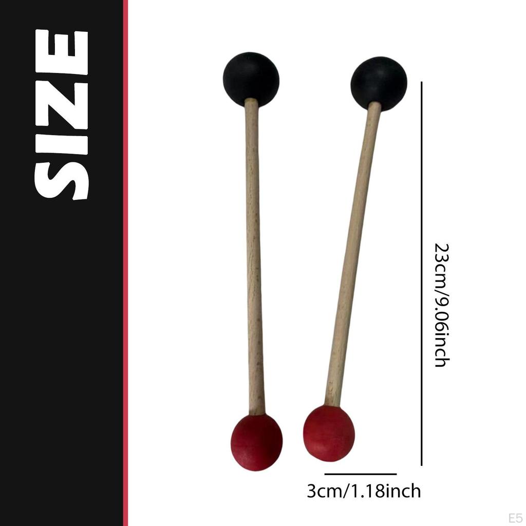 Mallet Set, Doubleheaded Rod, Wooden Handle, Feltrubber Combination for Warm And Long Tones,