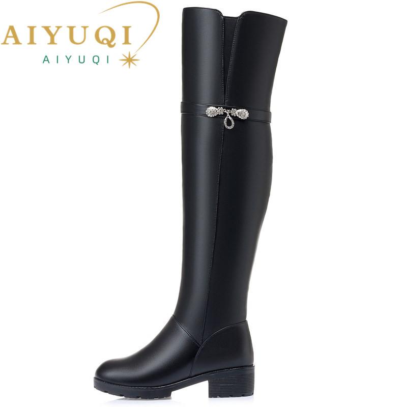 Fashion AIYUQI Winter Boots Women Knee High Long Boots Genuine Leather Waterproof Women Thigh High Boots Large Size Women's Boots