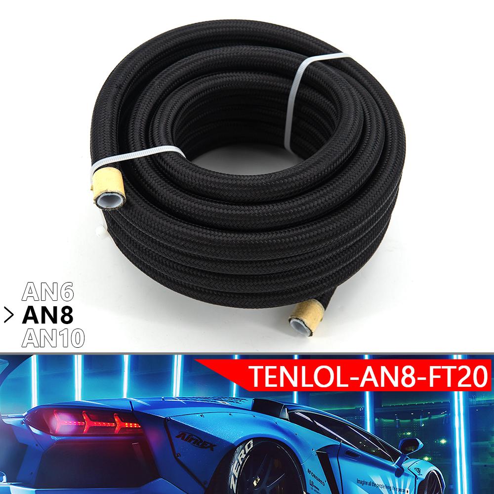 Free Shipping 10/20 FEET 3m/6m AN6 AN8 AN10 PTFE Oil Fuel Hose NYLON Braided Inside PTFE