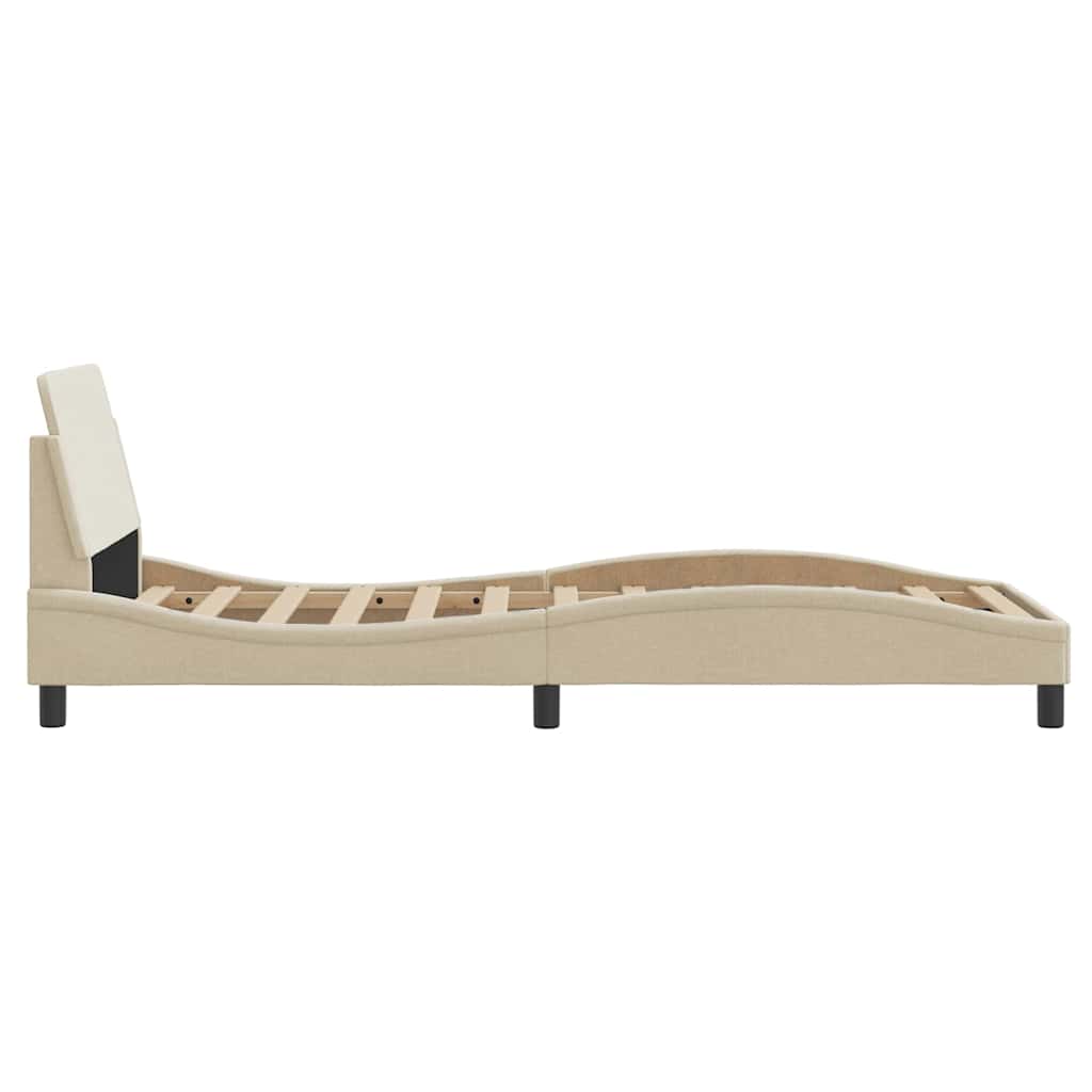Bed Frame with Headboard Dover Cream 90 X 190 Cm Fabric