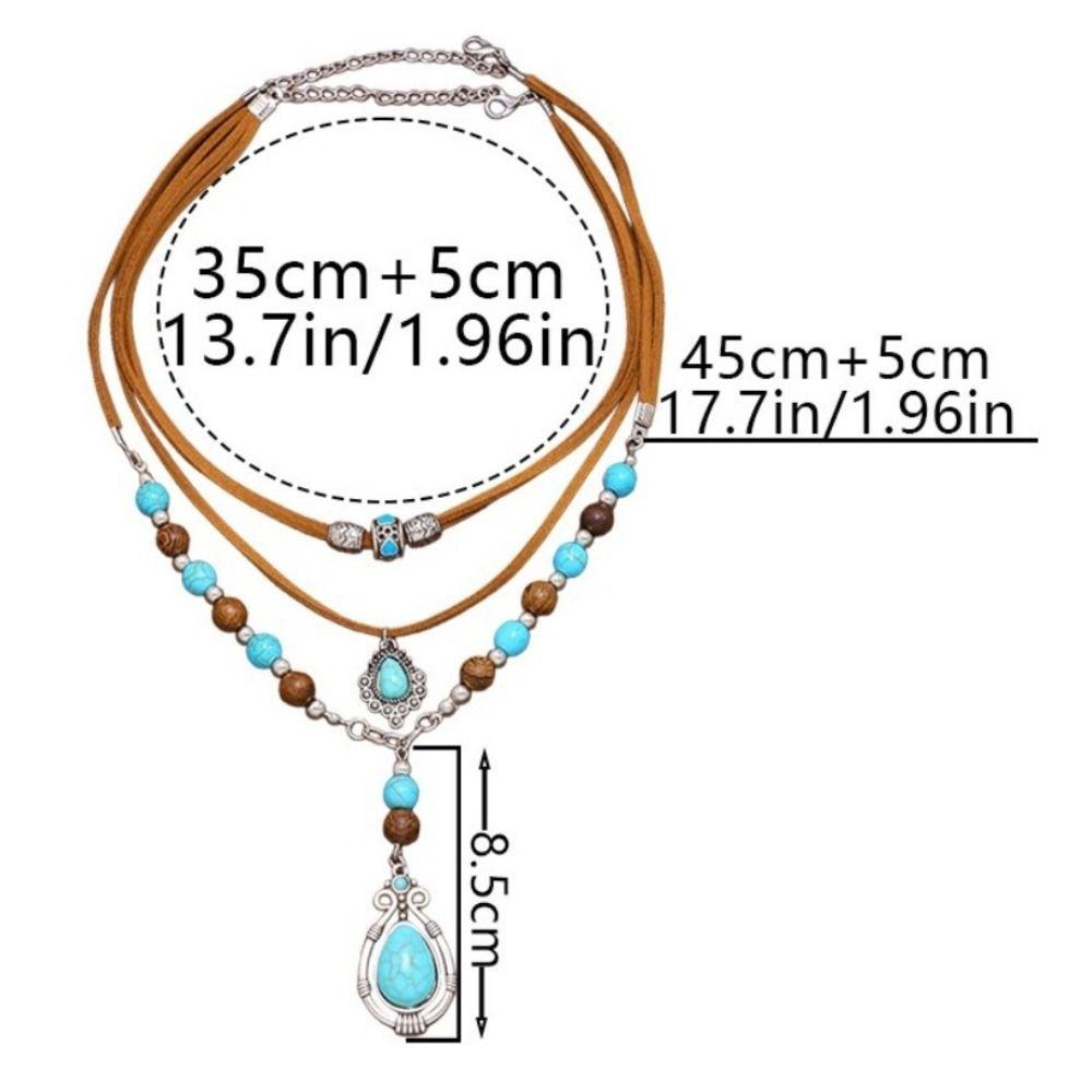 Blue Pendant Necklace Bohemian Style Stack Beach Choker Fashion Multilayer Necklace Party Wear