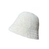 New plush knitted bucket hat women's solid color simple knitted hat with a small face and no face covering thermal basin hat