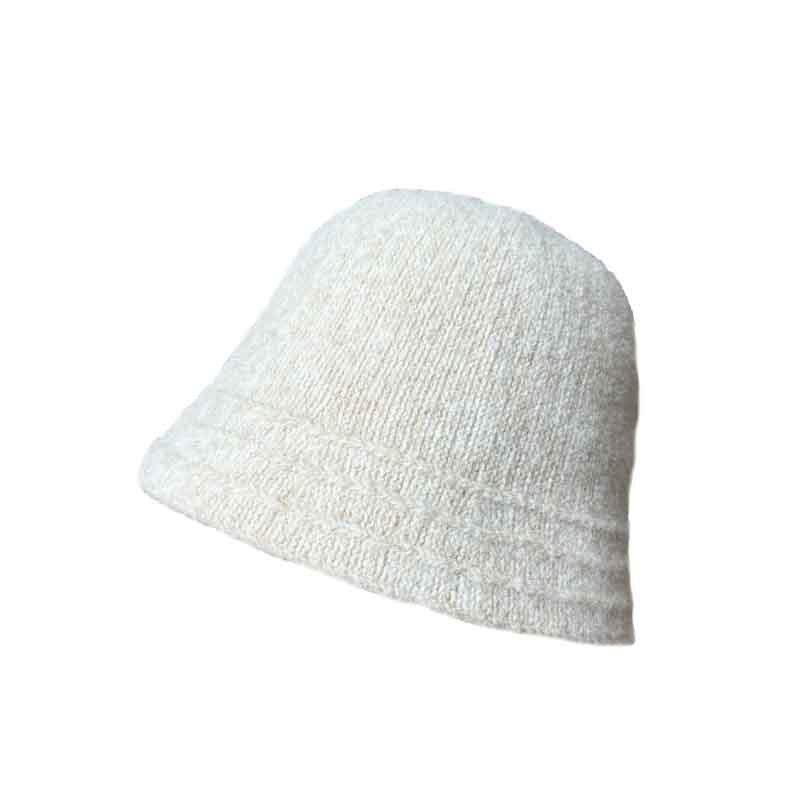 New plush knitted bucket hat women's solid color simple knitted hat with a small face and no face covering thermal basin hat