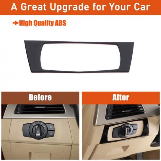 Glossy Black Headlight Switch Panel Trim Sticker For BMW 3 Series E90 2005-12