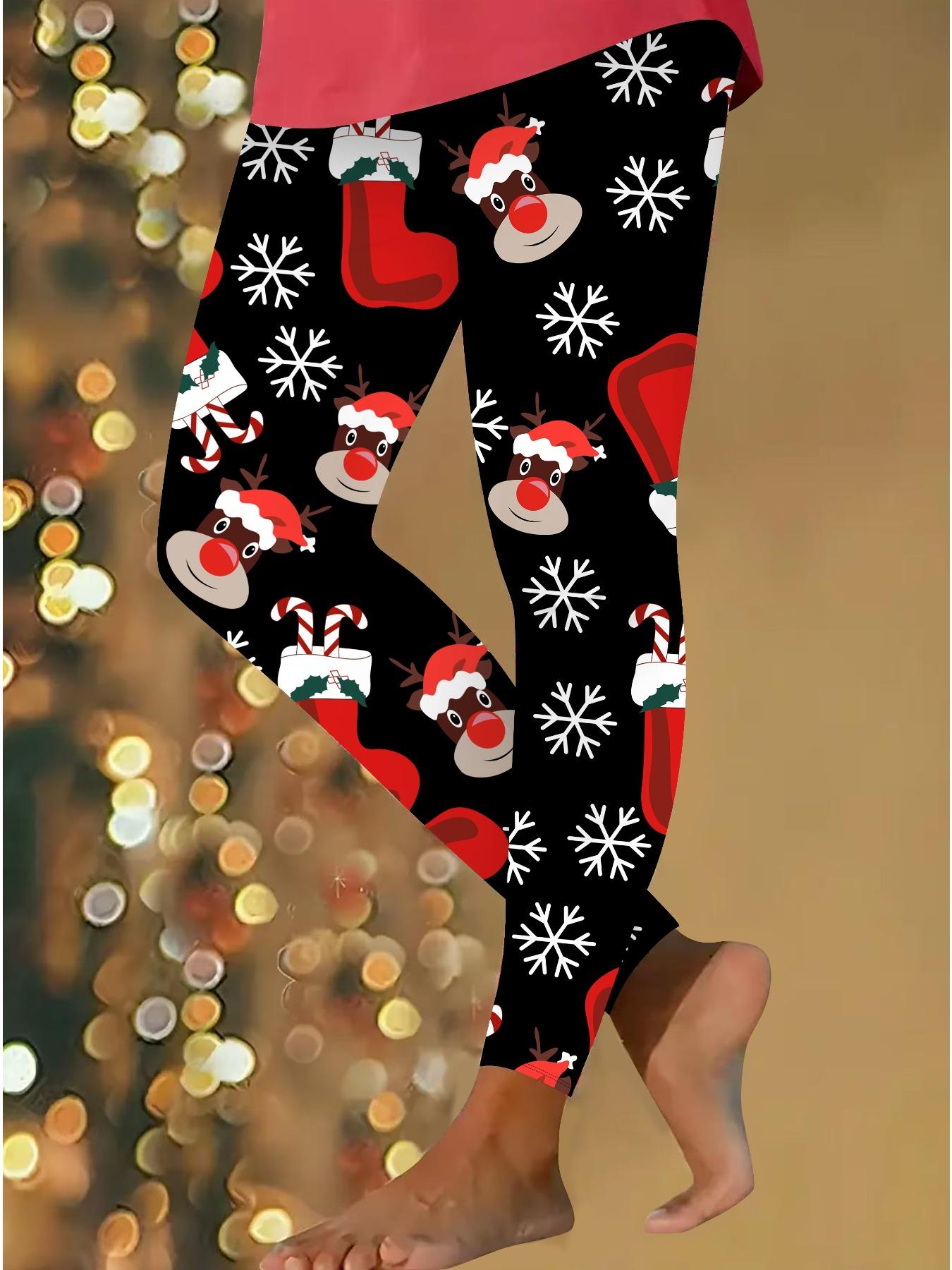 

Женские рождественские леггинсы для йоги с эластичными принтами, фитнес, бег, спортзал, активные штаны XXL чёрный