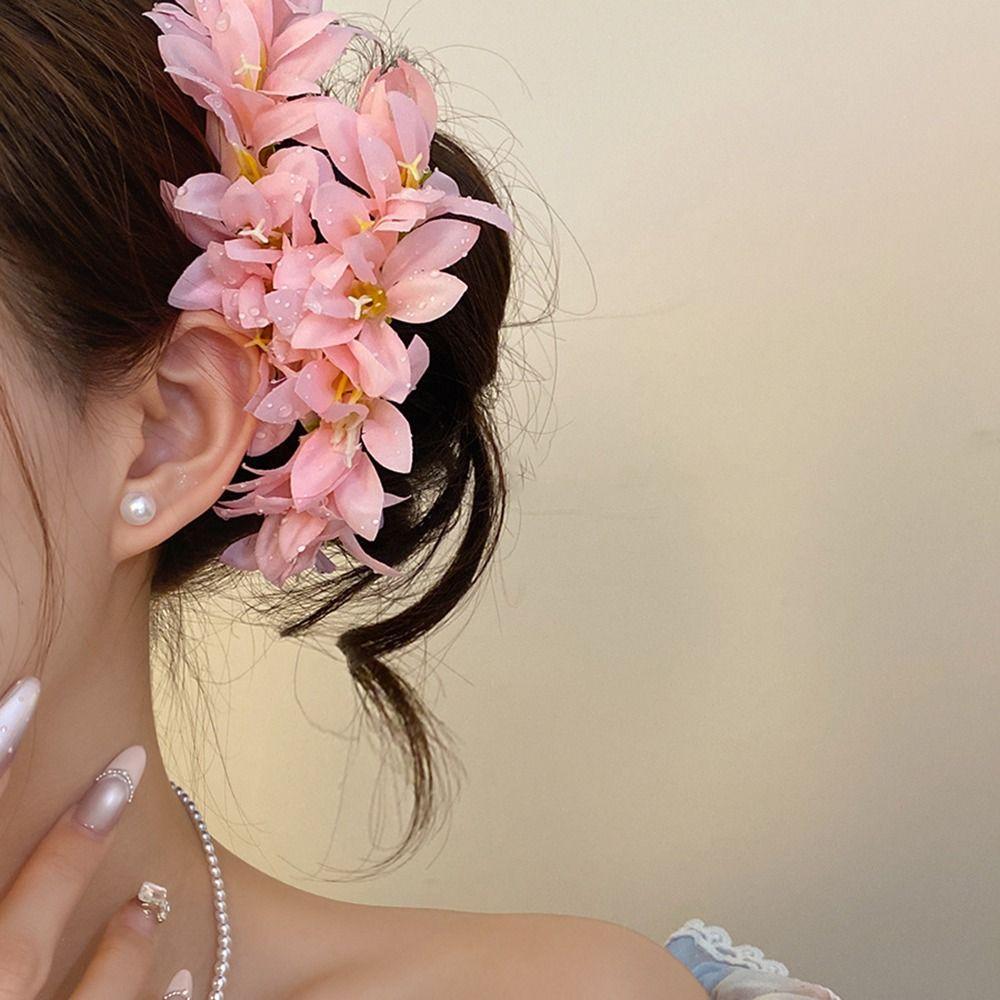 Süße chinesische rote Blume Haarnadel Super Fee Hochzeit Traditionelles Haaraccessoire Vintage Braut-Haarschmuck für Bräute