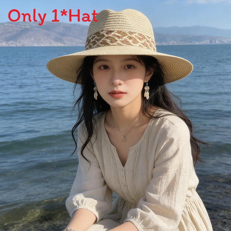 Summer Straw Hat For Women With Wide Brim And Adjustable Fit For Beach And Sun Protection