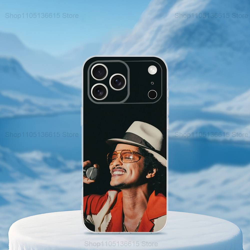 Cool B-Bruno M-Mars Singer Case For iPhone X,XS,SE,12,15,Pro,17,Plus,11,Max,13,XR,14,16,Mini,Transparent Soft Cover
