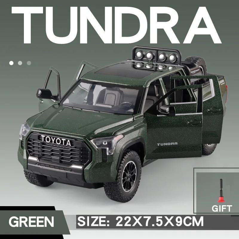 Duży model samochodu SUV Toyota Tundra w skali 1/24, odlewany miniaturowy metalowy samochód, kolekcja pojazdów terenowych, dźwięk, światło, zabawka dla dzieci