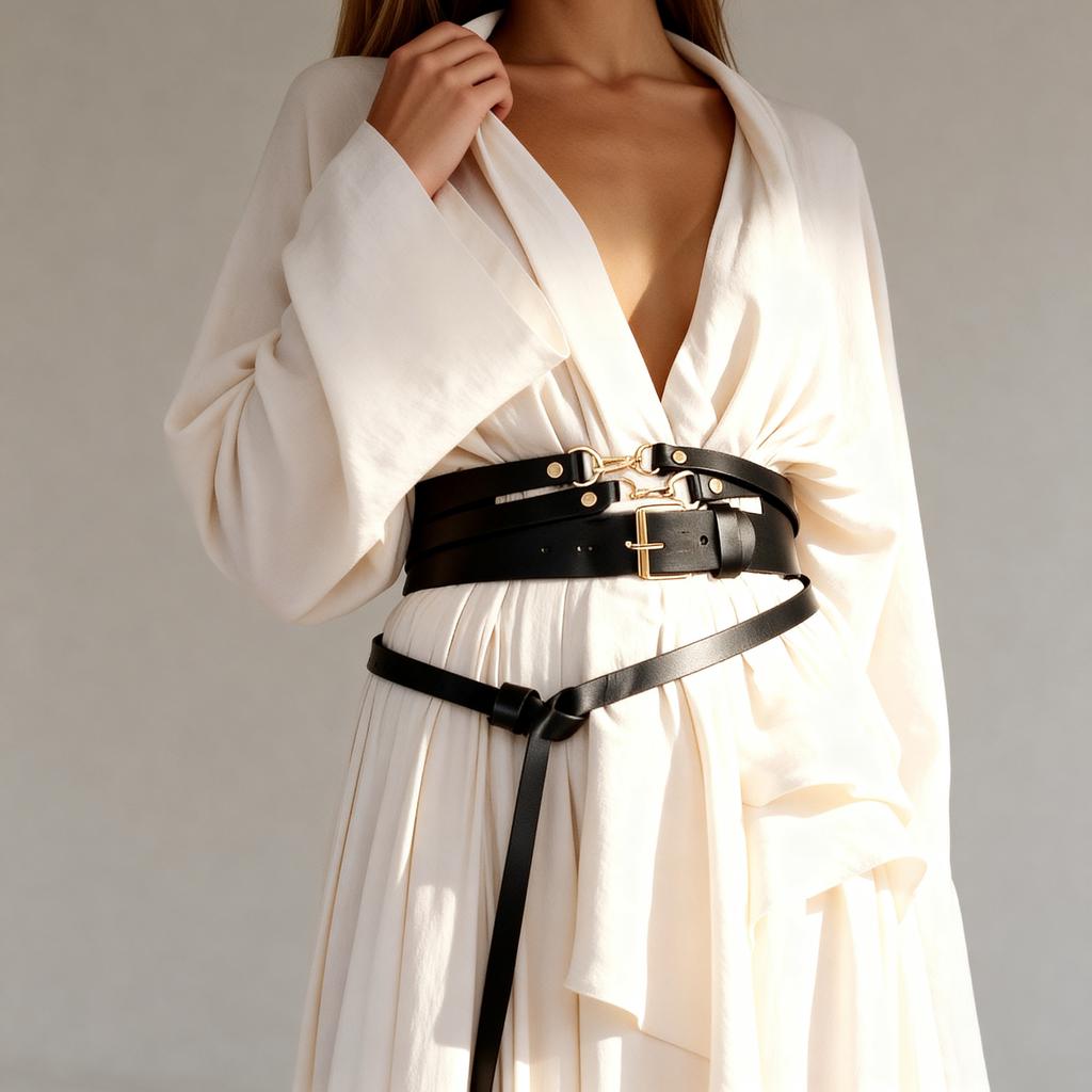 Leder-Körpergeschirr für Damen - Gothic Punk Ketten-Design, Verstellbare Passform, Perfekt für EDM-Festivals