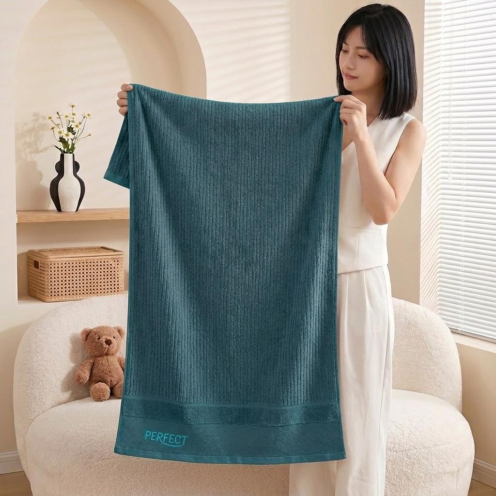Antibacterial Pure Cotton Bath Towel 50x100cm - Absorbent, Soft, Adult Size