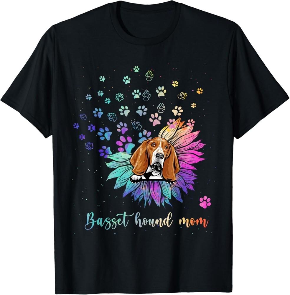 

Womens Sunflower Basset Hound Mom Tie Dye Dog Lover Gift Unisex T-Shirt M