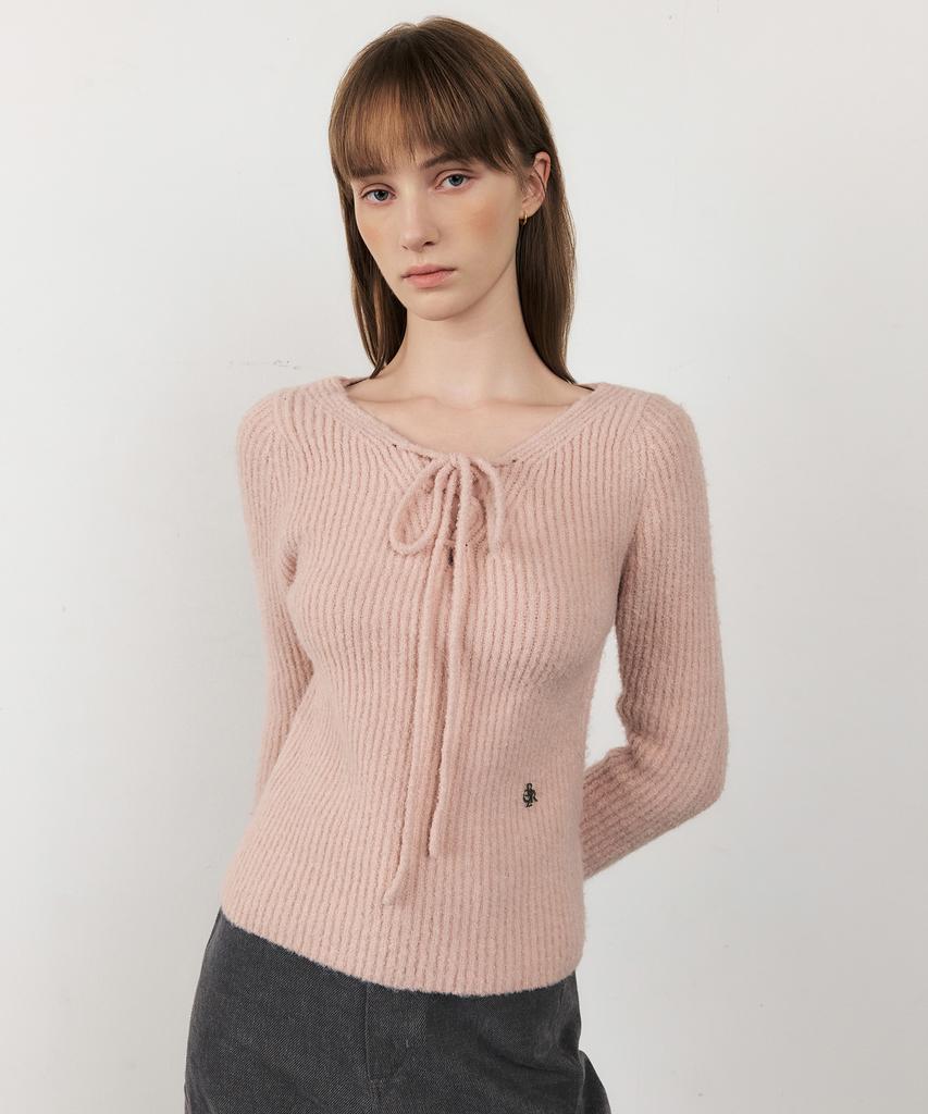 CITYBREEZE Boucle Western Lace-Up Knit_Pink
