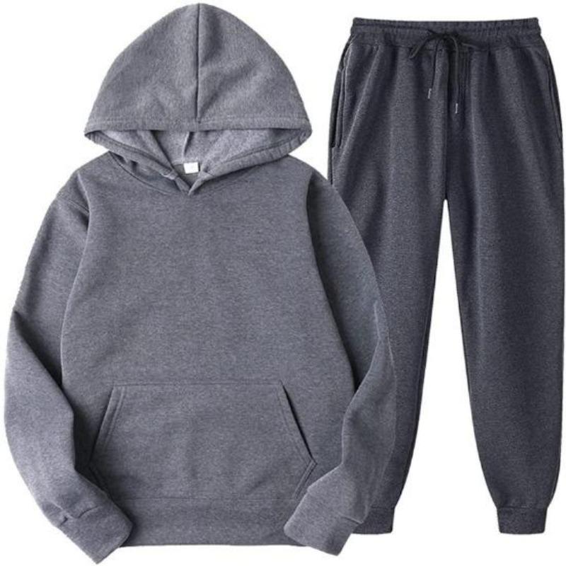 2026 Herren Kapuzen-Sportanzug Unisex Zweiteiliges Laufoutfit Langarm Pullover Kapuzenpullover Sweatshirt+Jogginghosen Set