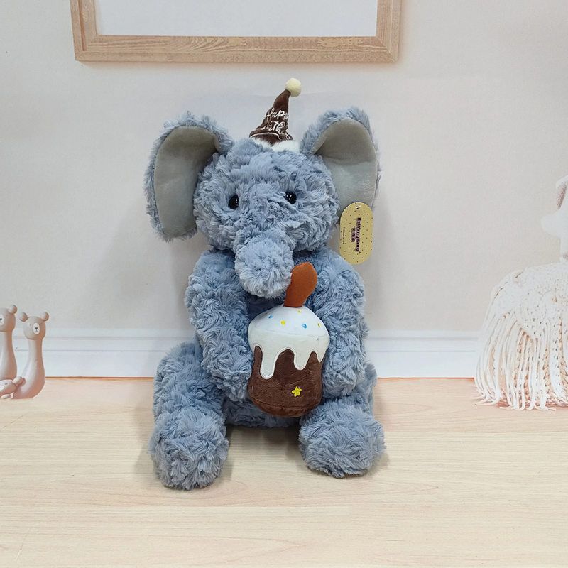 Niedlicher Sitzender Festlicher Elefant Plüschtier Firma Beruhigendes Geburtstagsgeschenk Kuchenähnliche Puppe Kinderspielzeug