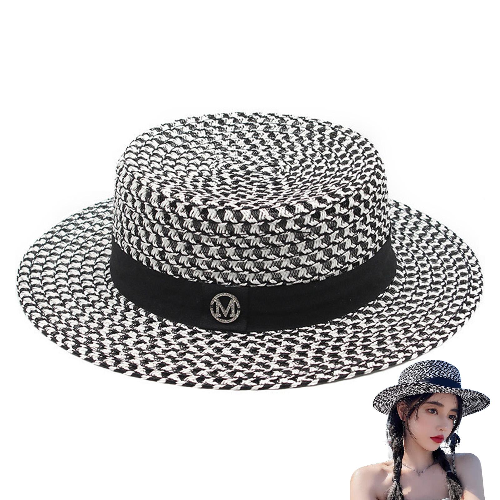 

Women s Spring And Summer Top Hats Seaside Sunscreens Beach Sunhats Korean Vacation Casual Flat Hats for Vacation Beach Travel черный белый