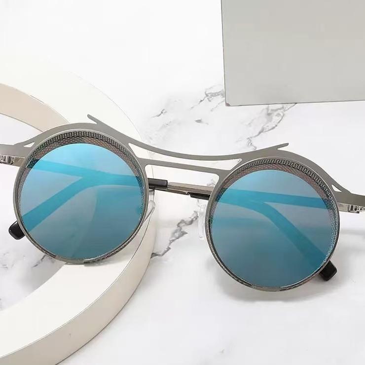 New Retro Fashion Steampunk Round Sunglasses For Women Men Versatile Retro Mesh Uv400 Protection Beach Shades Glasses